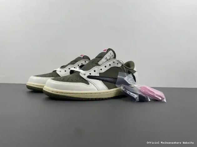 Official Maikesneakers X JORDAN 1 SCOTT AIR MEDIUM OG DM7866-200 LOW OLIVE TRAVIS 0529